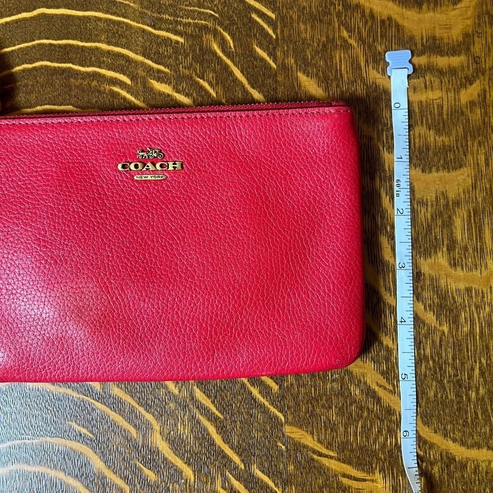 Coach Red Pebbled Leather Wristlet